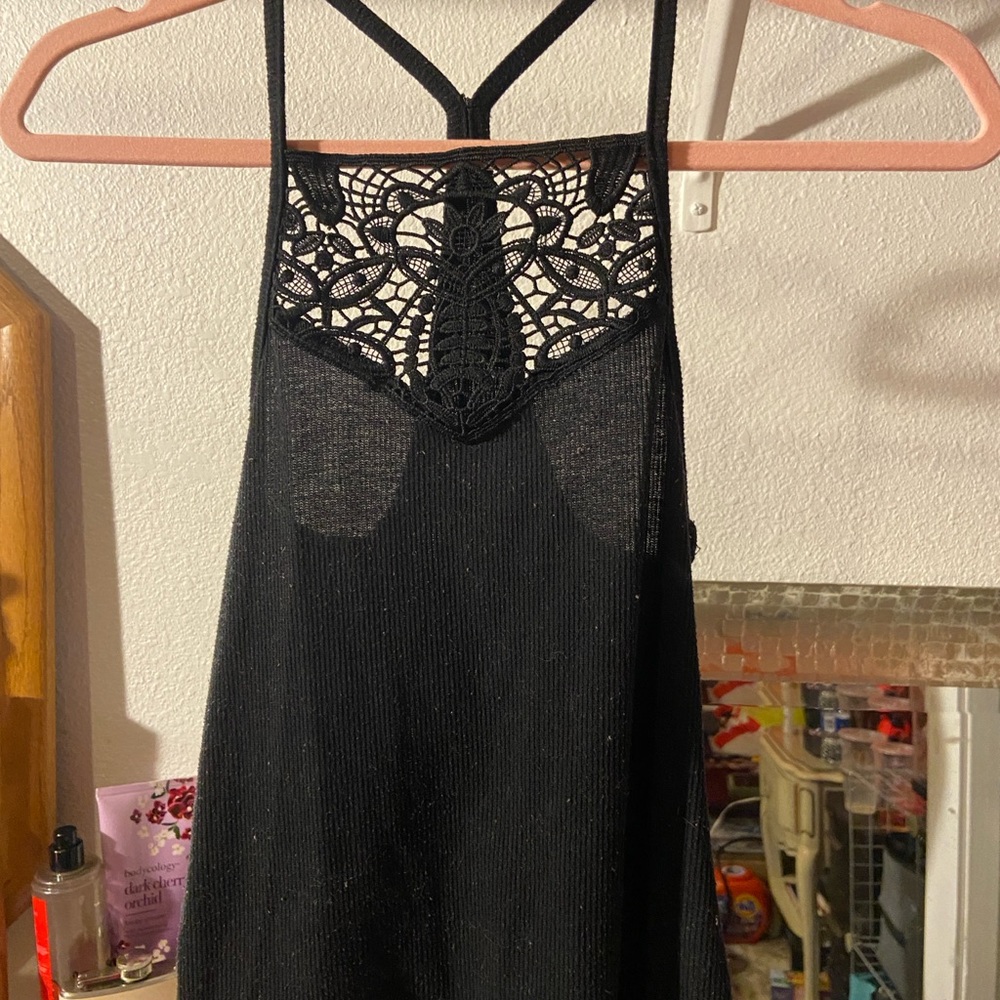 Black t back tank top with Lacey top